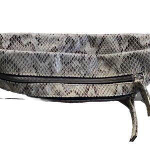 White faux snake skin fanny pack